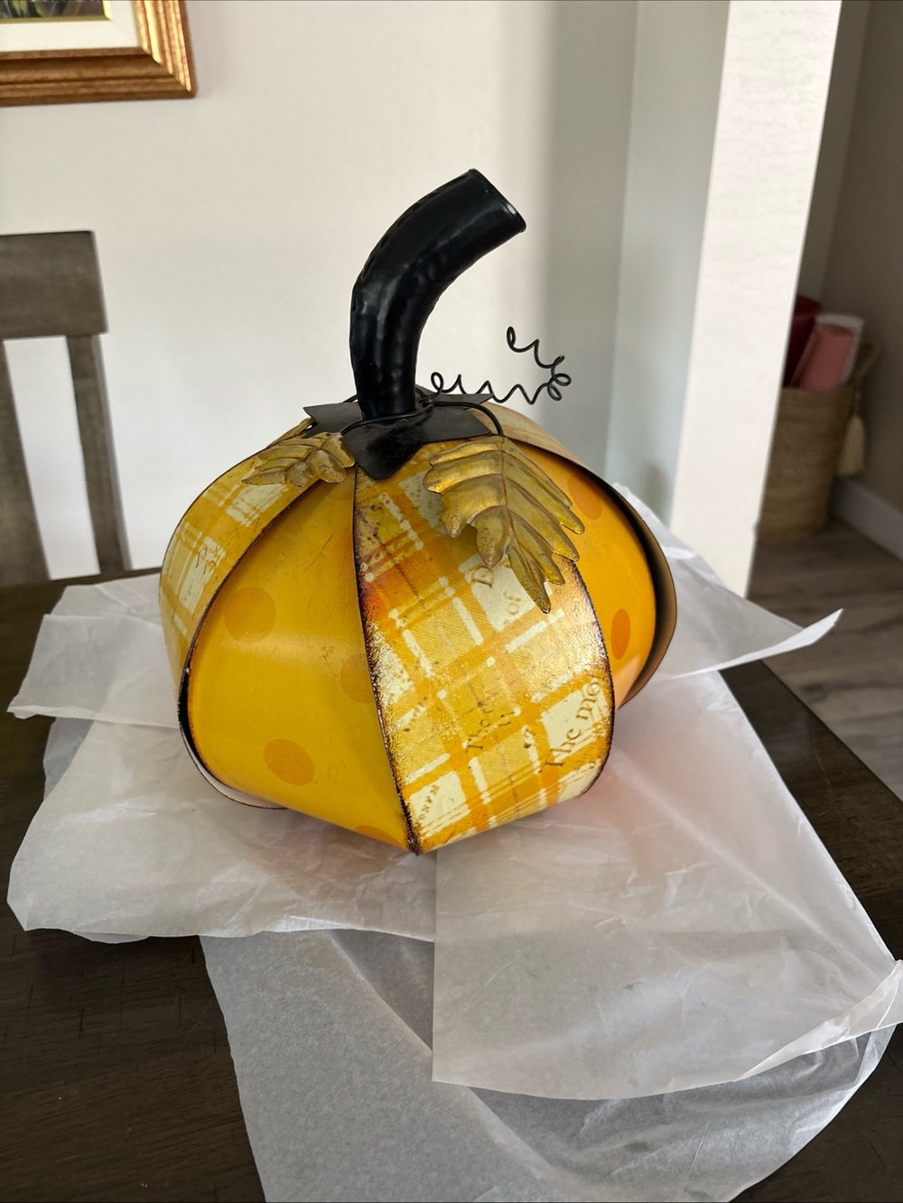 Large Metal Vintage look Pumpkin Decoration | Halloween Thanksgiving Fall